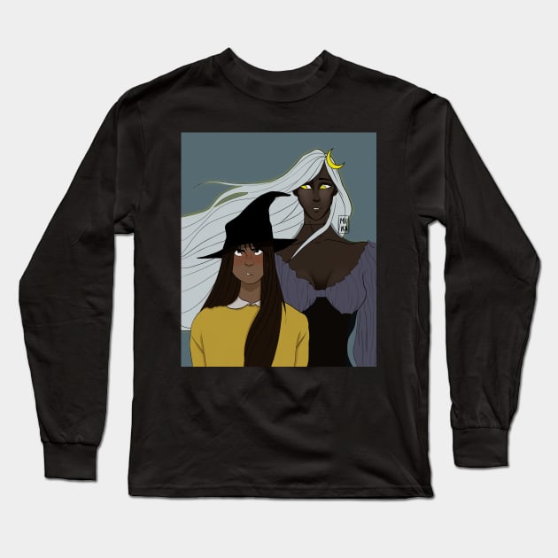 The Moon Goddess Loves Me Long Sleeve T-Shirt by ArtByMika